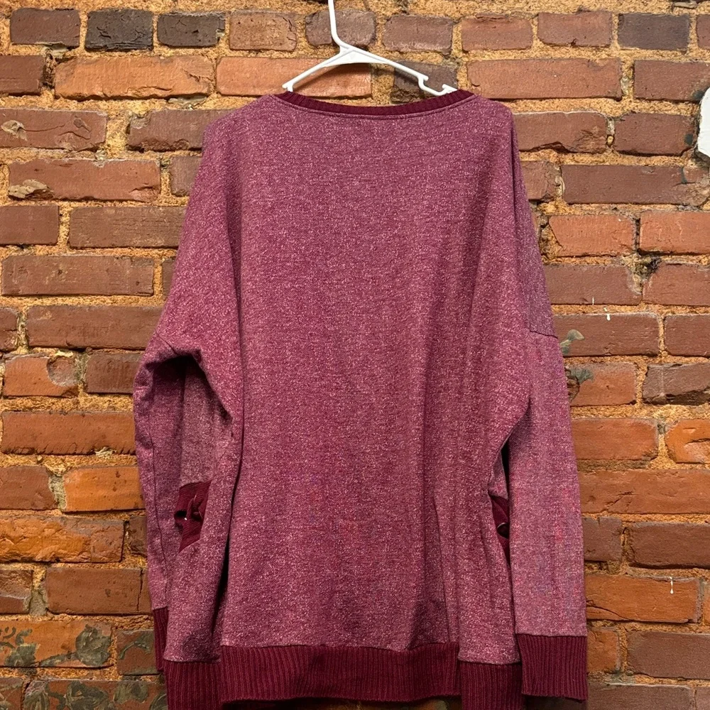 Maurices Maroon Lace Up‎ Detail Sweatshirt Pullover Size 4X